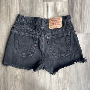 Vintage 550 Levi's Black Cut Off Distressed Frayed‎ Hem Cut Off Shorts XS High W